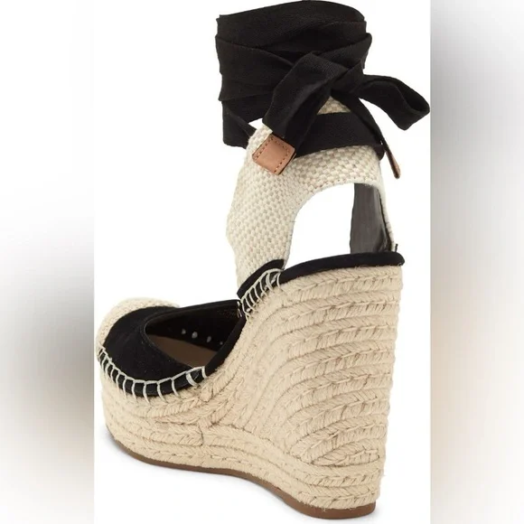Vince Camuto Alindra Espadrille Wedge Black Excellent Size 6.5 - Picture 3 of 11